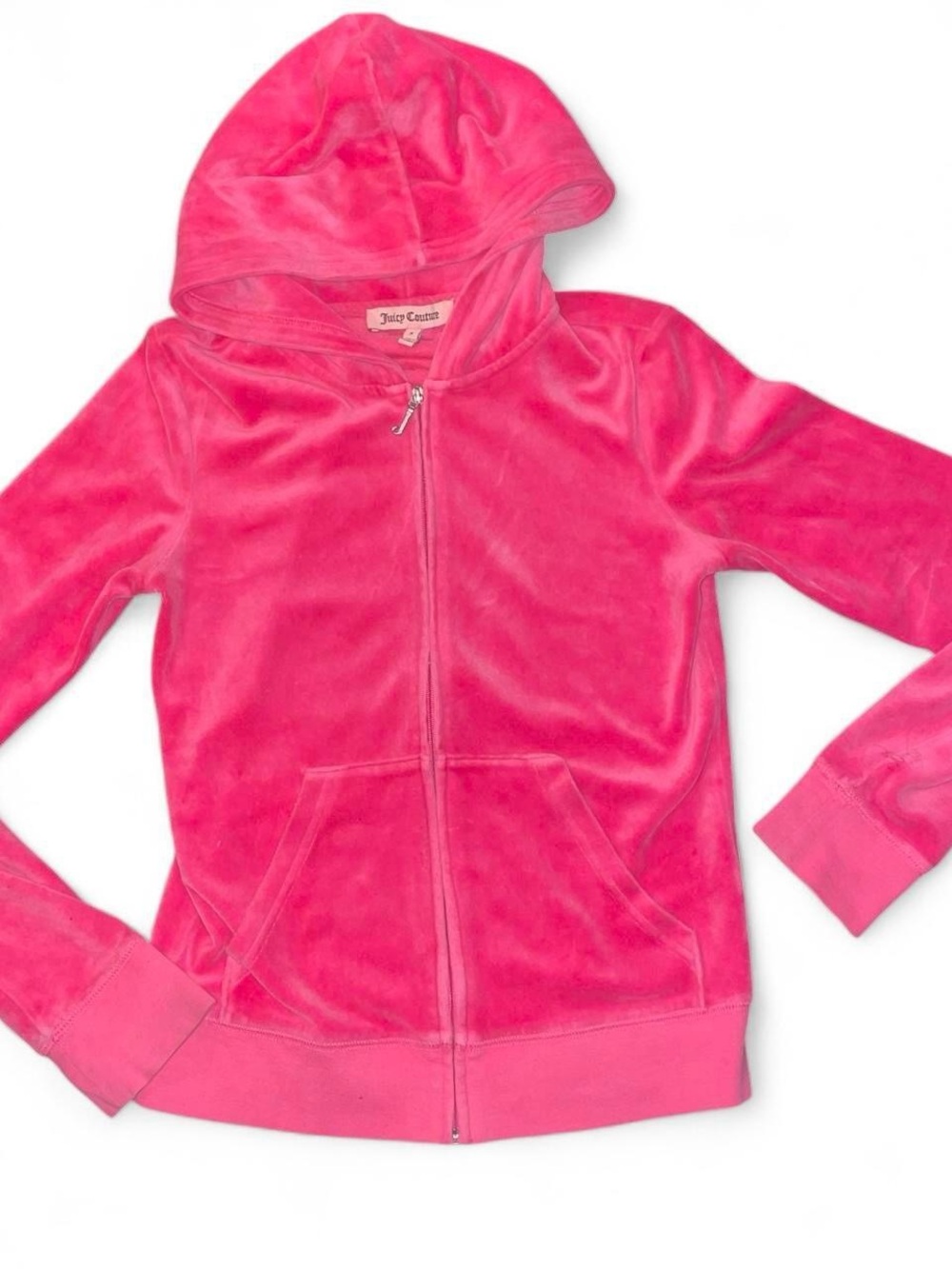 Juicy Couture Bubblegum Pink Velour Zip Hoodie Y2K - Picture 2 of 5
